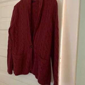 Talbots Large Cable Knit Sweater Jacket